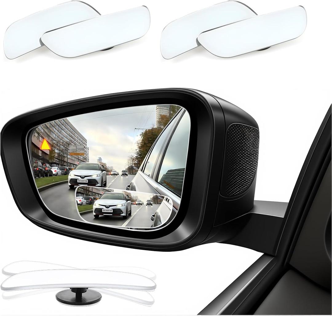 2 Pack Blind Spot Mirrors For Cars Rectangle Glass Frameless Convex Wide Angle Rearview Blindspot Car Mirror Adjustable Car Auxiliary Mirrors For Universal Cars Truck Glass, Silver, 1.1438.43Inches