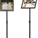 11 x 17 Inch Adjustable Pedestal Sign Holder Poster Stand, Heavy Duty Floor Standing Sign Holder Stand Aluminum Snap Open Display Frame for Vertical and Horizontal View Sign Displayed(Black)