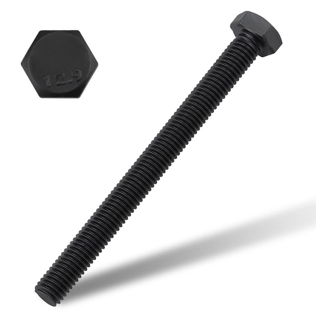 M12-1.75 x 80mm Hex Bolts, 12.9 Grade Alloy Steel, Black Oxide Finish, Full Thread, Coarse Thread UNC, Hexagon Head Bolts 5 PCS