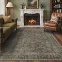 8x10 Area Rug Machine Washable Boho Rug for Living Room,Ultra-Thin Low Pile Carpet,Lightweight Indoor Printed Rug,Non Slip Floral Area Rug for Bedroom, Dining Room, Home Office,Vintage Sage Green