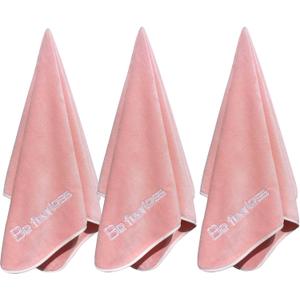 Microfiber Gym Towels Bigger Size Super Soft for Exercise Fitness, Sports, Workout, 380-GSM 15-Inch x 31-Inch Quick-Drying Towels (3 Pack, Pink)