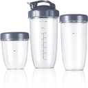 Replacement Cup Kit  18oz Short, 24oz Tall, 32oz Colossal with Flip-Top To-Go Lid and Stay-Fresh Resealable Lid  Compatible with NutriBullet 600w and Pro 900w Blenders