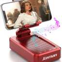 JTEMAN Portable Phone Stand with Speaker Bluetooth Wireless,Gifts for Men Women,Birthday for Women,Kitchen Gadgets for Men,Phone Holder for Desk - Red