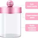 Pink Qtip Holder Bathroom Set - 3 Pack Apothecary Jars with Metal Lids and Vanity Tray. Bathroom Organizers and Storage, Cute Vanity Makeup Organizer, Bathroom Decor Accessories