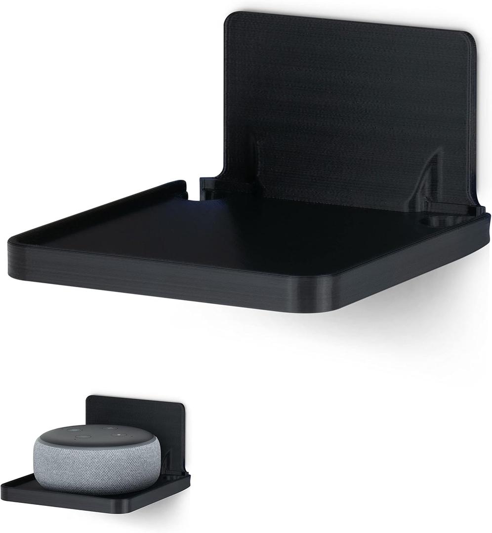 BRAINWAVZ Drill Free Wall Mount Shelf for Security Cameras, Baby Monitors, Speakers & More, Universal Holder, Strong Adheasive, Easy to Install, No Mess, Screwless (Black)