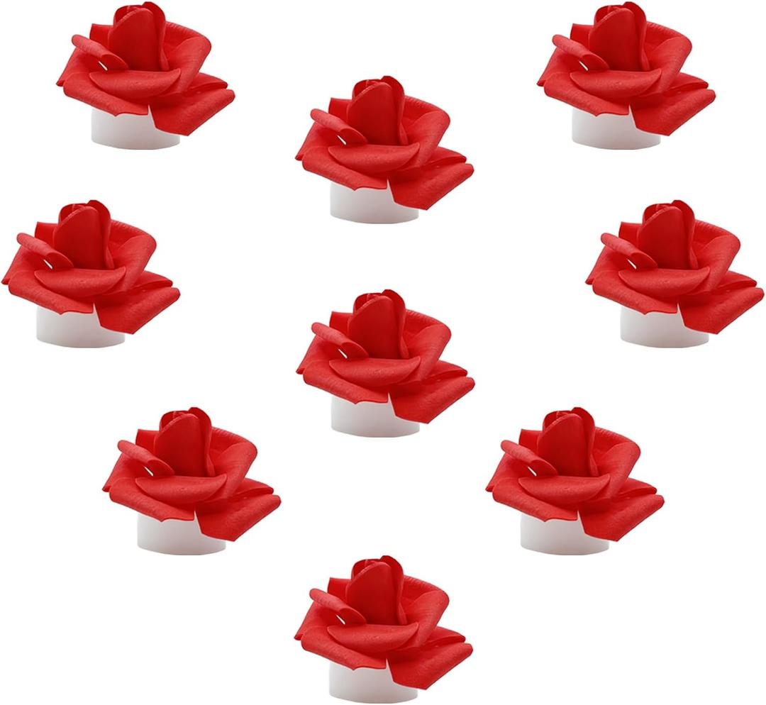 9 Pack Battery Operated Tea Light Candles with Artificial Rose Petals, Romantic Flameless LED Candles for Valentine's Day, Weddings, Proposals, and Christmas Decor