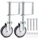 Goaste 2 Pack Spring Loaded Gate Casters, 4 Inch Heavy Duty Gate Wheels, 360 Degree Sliding Gates Wheel, Rubber Gate Support Wheels with Universal Mount Plate for Wooden Gate Metal Gate Fence, 220lbs