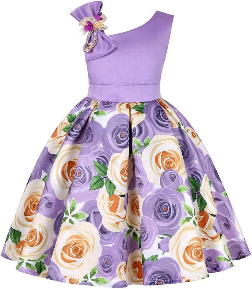 2T-9T Easter Off Shoulder Flower Girls Dress Pageant Party Floral Formal Dresses