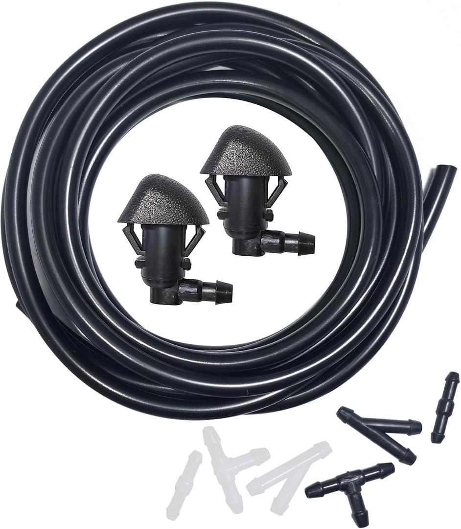 Front Windshield Washer Nozzles Kit for Honda Pilot 2009 2010 2011 2012 2013 2014 2015 76810-SZA-A01ZA Wiper Spray Washer Jet with 3M Fluid Hose & 6 Connectors