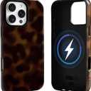 NITITOP Compatible with iPhone 16 Pro Case Magnetic Compatible with MagSafe Cute Leopard Amber Aesthetic Tortoise Design for Women Men Girls Soft TPU Shockproof Protective Cover - Brown