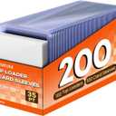 200 Card Sleeves Top Loaders for Cards, 3" x 4" Hard Plastic Toploaders, Baseball Card Protectors, Trading Card Holder for Football Sports Cards (100 Toploaders + 100 Penny Sleeves)
