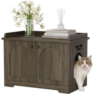 Cat Litter Box Enclosure, Hidden Litter Box Furniture with 2 Door, Pet House Fit Most of Litter Box, Dark Oak Gray, 
Size	31.5”L x 19.6”W x 22.6”H
