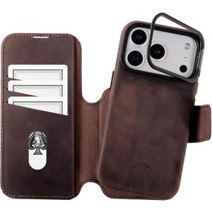 BLACKBROOK Wallet Case for iPhone 17 Pro  Burkley 2-in-1 Detachable Folio, MagSafe Compatible, RFID Blocking  Full Grain Leather with Natural Patina, 3 Card Slots, Premium Gift Box (Distressed Coffee)