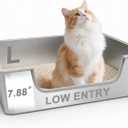 7.9'' High-Sided Low Entry Stainless Steel Cat Litter Box for Senior Cats