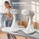 GEEZO 1600W Handheld Garment Steamer, Portable Electric Clothes Steam Iron with 3 Adjustable Steam Settings, Premium Aluminum Inner Tank, 0.8L Large Water Tank, Auto Low Water Shutoff
