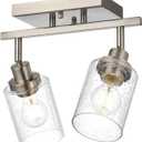 2-Light Wall Sconce Spotlight with Seeded Glass Shade, Modern Brushed Nickel Ceiling Track Lighting for Hallway Bathroom