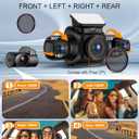 PRUVEEO 360 Degree View 4 Channel Dash Cam Front and Rear Inside Left Right, Dash Camera for Cars with CPL, Built-in GPS WiFi Night Vision, 24/7 Recording Parking Mode Monitor, Free 128G Card