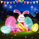 Elegear 6.1FT Easter Bunny & Eggs Inflatable Outdoor Decoration, Lighted Easter Blow Up with Happy Easter Carrot for Lawn, Garden, Yard, Holiday Party & Spring Decor