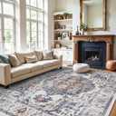 Washable Large 9x12 Area Rug: Living Room Oriental Non Slip Soft Rugs Indoor Low Pile Stain Resistant Carpet for Bedroom Dining Room Farmhouse Distressed Thin Home Decor Floor Mat (9x12 Brick)