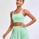 RUNNING GIRL Sports Bras for Women High Support,Seamless Ribbed Longline High Neck Sports Bra Racerback Padded Crop Top Yoga (Green, L)