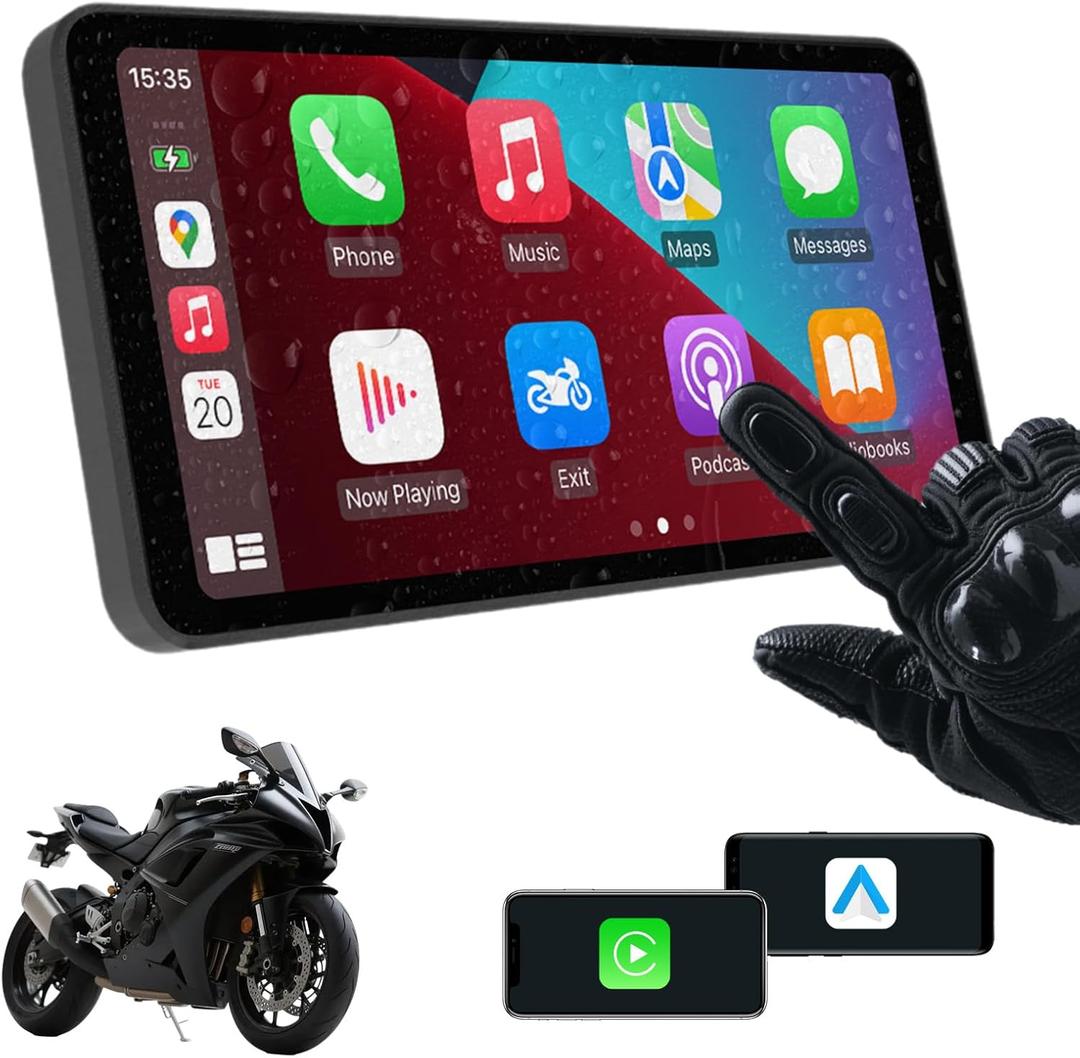 6-Inch Motorcycle Smart Display  Wireless CarPlay & Android Auto | Bluetooth Voice Control | IP67 Waterproof | HD Touchscreen | Easy Install | Fits Most Bikes | OTA Updates