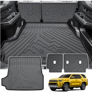 KUST Trunk Cargo Mat for 2025-2026 Toyota 4Runner Gas Accessories 5 Seats Only (Not for Hybrid or 7-Seats), Rear Cargo Liner with Back Seat Protector, TPE Rubber, Raised Edge, All Weather Protection