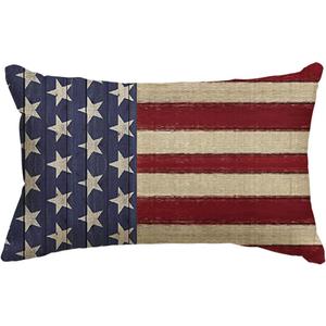 AVOIN colorlife 4th of July Patriotic Independence Throw Pillow Cover, 12 x 20 Inch Memorial Day Stripes America Flag Stars Decor Cushion Case for Sofa Couch