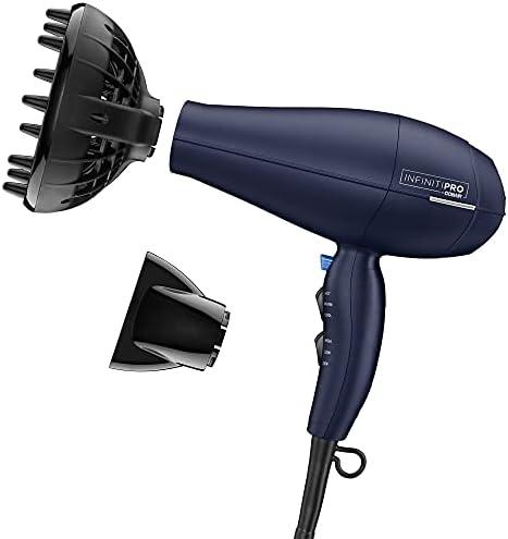 INFINITIPRO BY CONAIR Hair Dryer with Innovative Diffuser | Enhances Curls and Waves while Reducing Frizz | Dark Blue | Packaging May Vary