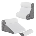 Bedluxe Adjustable 4pcs Bed Wedge Pillow Set, Memory Foam Wedge Pillows Post Surgery for Back, Neck, Leg Pain Relief, Pillow Wedge for Sleeping, Sitting up in Bed, Acid Reflux and GERD, White/Grey