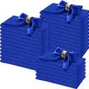 Horbaunal 100 Pack Satin Napkins 17" x 17" Square Dinner Napkins with Floral Edges, Soft Cloth Napkins for Parties, Weddings, Events, Royal Blue