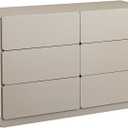 Vibe & Dine 6 Drawer Double Dresser, Modern Chest of Drawers with Wide Storage for Closet, Bedroom, Living Room, Beige (15.8"D x 47.2"W x 30.3"H (6 Drawers))