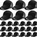 24Pack Baseball Cap Blank Trucker Hats Bulk Wholesale Hats Adjustable Plain for Men Women (Black)