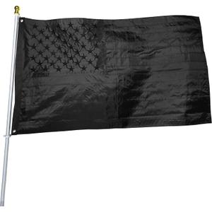Black American Flag 3x5 ft: Heavy Duty US Flag Made from Nylon - Embroidered Stars - Sewn Stripes - UV Protection Perfect for Outdoors! (Not Include Pole)