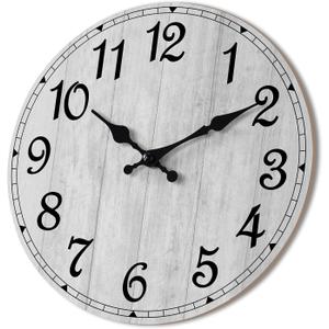 HYLANDA Wall Clock 14 Inch, Gray Wall Clocks Battery Operated Silent Non Ticking, Vintage Rustic Wooden Clocks Decorative for Kitchen Bathroom, Living Room, Bedrooms, Dining Room, Office (14") (C-grey Retro)