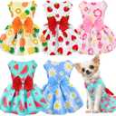 5 Pack Girl Dog Clothes Floral Summer Puppy Princess Bowknot Dog Dresses for Small Dogs Girl Clothes Cute Outfits for Boys Girls Pets Cats Dogs XL