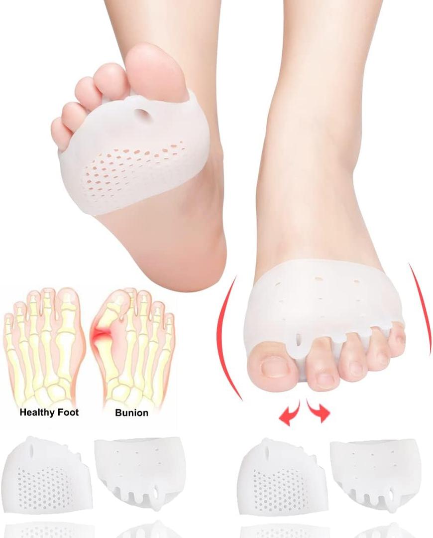 Metatarsal Pads, Gel Toe Separators, Bunion Corrector Cushion, Toe Spacers, Ball of Foot Cushions, Soft&Breathable, Idea for Mortons Neuroma, Blisters, Diabetic Feet, Hammer Toe, Rapid Pain Relief (2 Pairs-White)