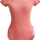 ROYAL SMEELA Ballet Leotards for Women - Short Sleeve Leotards for Ballet Dance & Adult Ballerina (X-Large, Watermelon Red)
