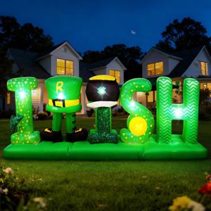 8FT St Patricks Day Inflatables Decorations, Built-in LED Lights Inflatable Irish Letters with Shamrock & Gold Coin Pot & Gold Coins Outdoor St Patricks Day Holiday Lawn Yard Garden Patio Dcor (8FT)