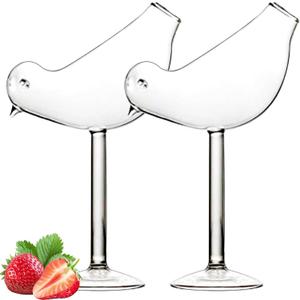 Cocktail Glasses Bird Shaped Cocktail Wine Glass 5oz/150ml Set of 2 Bird glasses Drinking Unique Champagne Coupe Glass Bird Shape Martini Goblet Cups 2pcs Glassware for KTV Home Bar Club