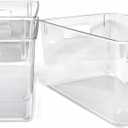 Ytteve Clear Plastic Storage Bins, Pantry Organizers and Storage Containers Fridge Organizer Bins for Organizing Home Kitchen Under Sink Bathroom Refrigerator Freezer Laundry Room (Clear, 3 L)
