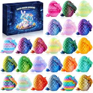 Rapean 3D Printed Dragon Eggs, Mystery Crystal Dragon Egg for Easter Basket Stuffers and Essentials, Unique Easter Toys & Decor, Fantasy Tabletop Decor for Kids & Collectors (24 Pack)