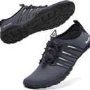 Racqua Diving Water Shoes Quick Dry Barefoot Beach Aqua Sport Swim Surf Pool for Men Women Grey 13 Women/12 Men