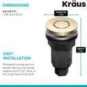 KRAUS Flat-Top Garbage Disposal Air Switch Button in Spot-Free Antique Champagne Bronze, KWDB-20SFACB