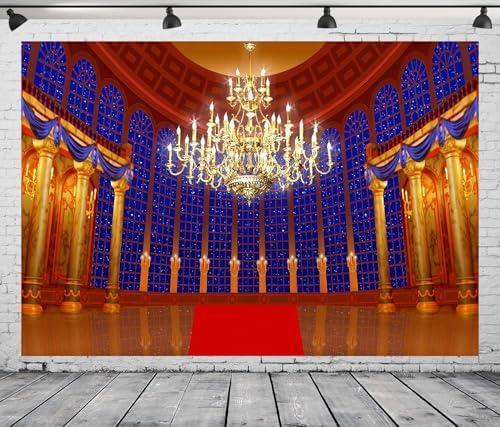 DePhoto 7x5FT Castle Palace Backdrop Beast's Palace Background for Girls Princess Birthday Party Decoration Photoshoot Photo Props Vinyl