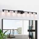 8-Light Black Vanity Light Fixtures,Vanity Lights Clear Glass ShadeRust and Moisture Resistant Easy to Install Vanity Lights for Bathroom Light Over Mirror