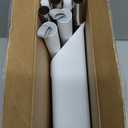 JOYMOOP White Broom and Dustpan Set, Upright Angle Design with Built-in Comb Teeth for Kitchen, Office, Pet Hair, Hard Floors
