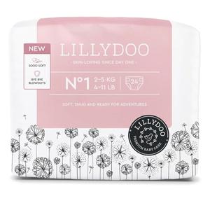 LILLYDOO - Hypoallergenic Baby Diapers, Size 1 (2-5 kg), 24 pieces, Ultra Soft and Absorbent, Fragrance Free and Lotion for Sensitive Skin, Dermatologically Tested