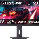 LG 27G610A-B 27-inch Ultragear QHD (2560 x 1440) IPS Gaming Monitor, 200Hz, 1ms, AMD FreeSync Premium, VESA DisplayHDR 400, HDMI, DisplayPort, Tilt/Height/Swivel/Pivot Stand, Black