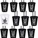 Kigeli 12 Pcs Bride or Die Shot Glasses Bachelorette Party Decorations Beaded Necklace Till Death Do Us Party Plastic Shot Glass Necklaces Gothic Skull Bridal Shower Gifts for Wedding