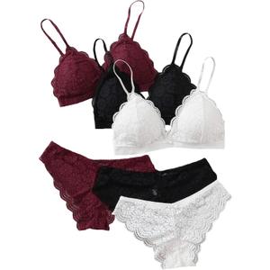 MakeMeChic Women's Sexy Lingerie Set Lace Matching Bra and Panty Set (Large, Multi)